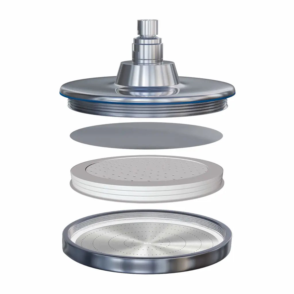 blu Ionic Shower Filter Overhead Original Chrome opened side
